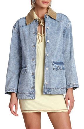Avec Les Filles Diamond Quilted Denim Barn Jacket in Light Wash Diamond at Nordstrom, Size X-Small