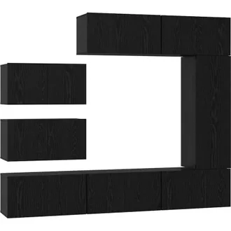 vidaXL Vidaxl - Conjunto De Mueble De Tv 8 Pcs Roble Negro 30.5 X 30 X 90 Cm