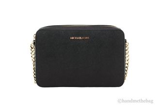 Michael Kors Michael Kors WomenS Top Zip Closure Saffiano Leather Crossbody Bag, Womens Black