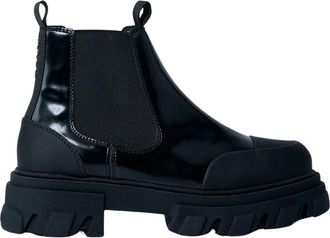 Ganni Lage Chelsea Boots - Dames - Chelseaboots - Zwart - 40 EU - Leer - Schoenen