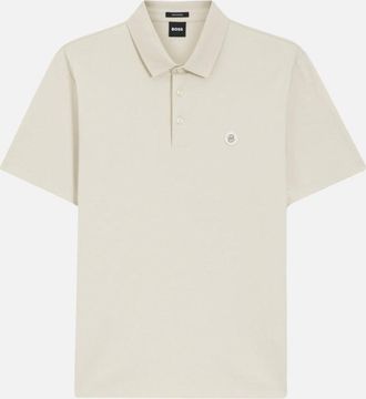 HUGO BOSS Mens BOSS Black C-Parris 01 Polo Shirt A2-25 131 Open White - Tan - Size: 42