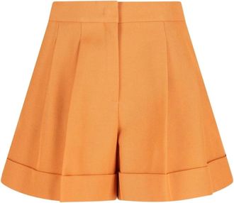 Fendi Korte Broeken, Dames, Oranje, S, Wol, Grain de Poudre Wool Shorts