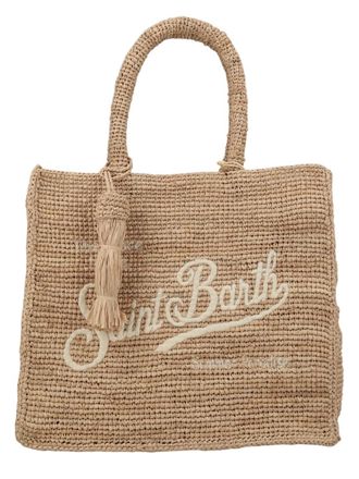 MC2 Saint Barth Natural Woven Raffia Tassel Tote Bag