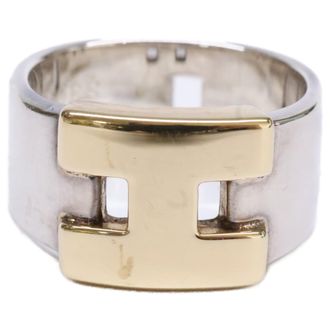 Herm&egrave;s Silver Yellow Gold Silver 925 Band Ring (Pre-Owned)