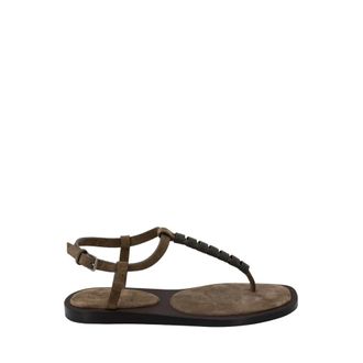 Brunello Cucinelli Flat Sandals, female, Gray, 5 1/2 UK, Summer Torba