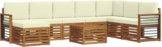 vidaXL Conjunto De Sof&aacute;s De Exterior 9 Uds. Natural Y Crema Vidaxl