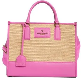 Kurt Geiger Chiswick Raffia Tote in Open Pink at Nordstrom Rack