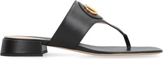 Valentino VLogo Signature Leren Slippers - Dames - Slippers - Zwart - 36 EU - Leer - Schoenen