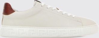 Versace Bicolour Low-Top Calfskin Leather Trainers with Laminated Logo
