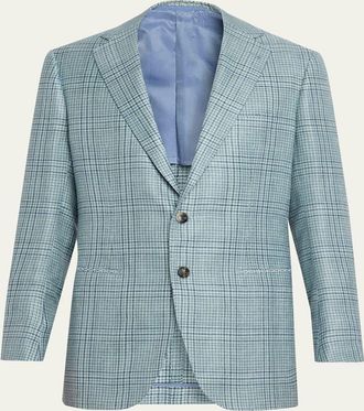 Cesare Attolini Mens Plaid Cashmere-Blend Sport Jacket