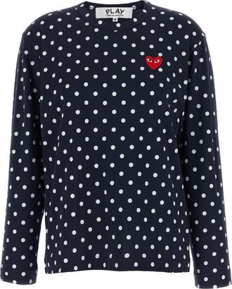 Comme Des Gar&ccedil;ons Blue Polka Dot Crew Neck T-Shirt