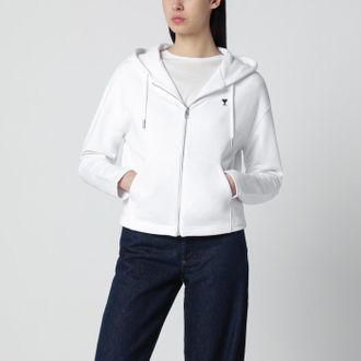 Ami White Ami De Coeur zip-up hoodie