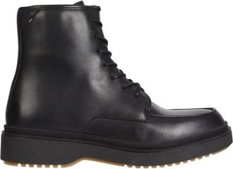 Tommy Hilfiger Premium Cleated Lth Boot - Heren - Veterlaarzen - Zwart - 43 EU - Leer - Schoenen