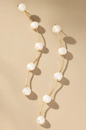 Ettika Dripping Pearl Delicate Drop Earrings