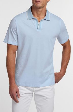 David Donahue Hemingway Cotton & Silk Polo in Sky at Nordstrom, Size Xx-Large
