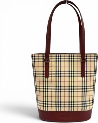 Burberry Beige Bordeaux Leather Tote Bag (Pre-Owned)