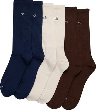 Calvin Klein Mens Basic Cushion Crew 6-Pack Socks - Multi