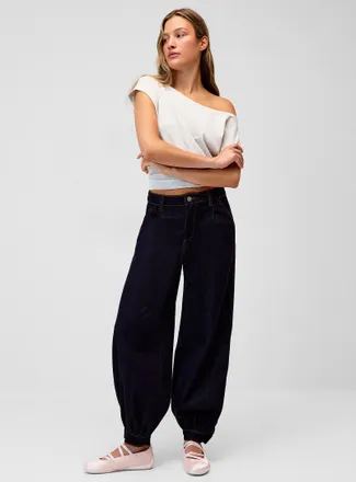 Twik Womens Supple denim barrel-leg jogger