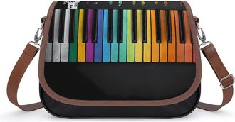 Generic Music Note Microphone Print Crossbody Bags for Women Shoulder Messenger Bag Purse Handbags