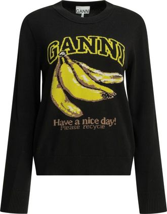 Ganni Jersey con pl&aacute;tano - Knitwear - Mujer - Negro - XS
