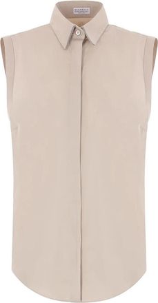 Brunello Cucinelli Sleeveless Shirt With Shiny Trim