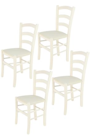 Tommychairs Tommychairs 4 Sillas Venice En Haya Anilina Blanca, Asiento Tela Marfil