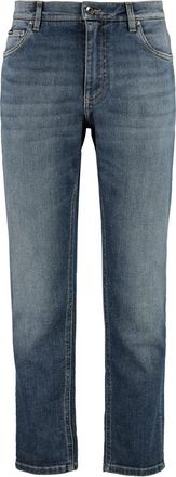 Dolce & Gabbana Contraststiksels Loszittende Jeans - Heren - Slim Fit Jeans - Blauw - L - Katoen - Jeans