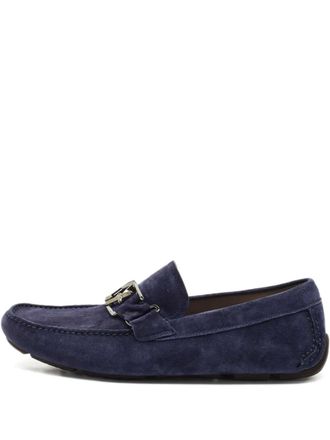 Ferragamo metal-buckle suede loafers - Blue