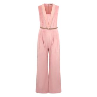 PESERICO Jumpsuits & Playsuits, Dames, Roze, XS, Katoen, Long Sleeved Jumpsuit