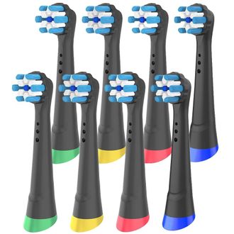 OEM Cabezales De Repuesto Para Cepillo De Dientes, Compatibles Con La Serie Io, Eliminaci&oacute;n Eficaz De La Placa, Color Negro - 8 Unidades