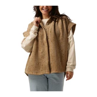 Ruby Tuesday Jassen, Dames, Geel, M, Oversized Short Sleeves Boucle Shirt