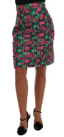 Dolce & Gabbana Womens Pencil Skirt Multicolor - Dark Green Silk - Size EU 38 (Womens)