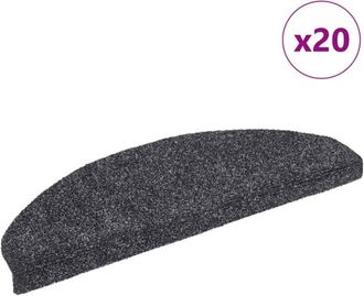vidaXL Vidaxl - Felpudos Autoadhesivos Para Escaleras, 20 Unidades, 65 X 21 X 4 Cm, Gris Oscuro, Semicirculares, Grandes