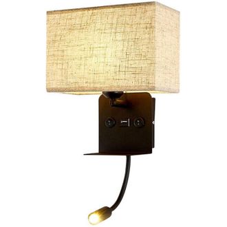 OEM Aplique De Pared Interior Con Luz De Lectura Led Flexible, Aplique De Pared Para Mesita De Noche Con Puerto Usb Y Estante, L&aacute;mpara De Pared Para Dormi