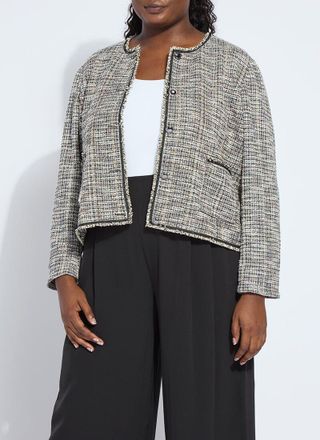 Lyss&eacute; Charlotte Collarless Stretch Tweed Jacket Curvy