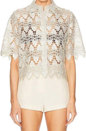 Frame Denim Lace Button Up Shirt In Ecru
