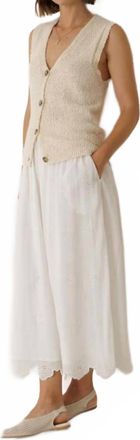 Indi & Cold Flared Elastic Skirt With Embroideries In Blanco