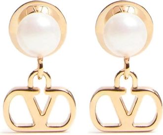 Valentino Garavani Golden VLogo Signature Drop Earrings