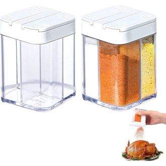 OEM Juego De 2 Recipientes De Viaje Para Especias, Ideales Para Acampar: Dispensadores De Especias Para Filetes Y Platos A La Parrilla, Port&aacute;tiles, A Prue