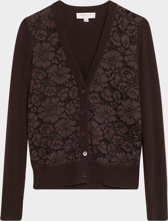 Michael Kors Lace Front Cashmere Cardigan