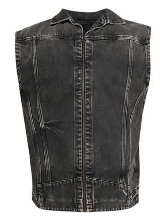 Gilet En Denim Noir Black Premium By EMP - Coupe Regular, Col Chemise, Idéal Pour Un Look Rock Décontracté