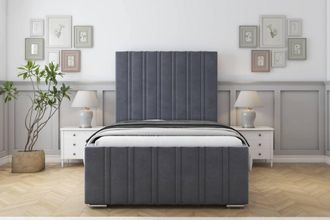 Sloomy Radcliffe Plush Frame-Mattress - 50 Upholstered Headboard in Dark Grey | Size: King