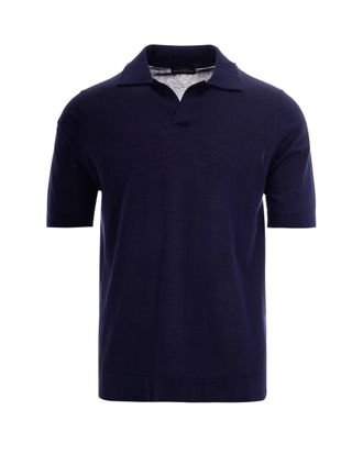 Ballantyne Open Collar Polo Shirt in Navy Blue by Ballantyne