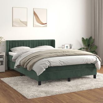 vidaXL Cama Box Spring Con Colch&oacute;n Terciopelo Verde Oscuro 140x190 Cm Vidaxl