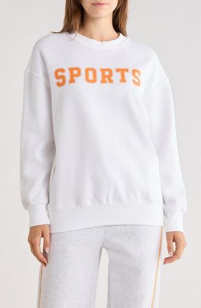 90 Degree by Reflex Varsity Vault Fleece Graphic Sweatshirt in White at Nordstrom Rack, Size X-Large