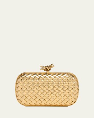 Bottega Veneta Knot Padded Metallic Leather Clutch Bag