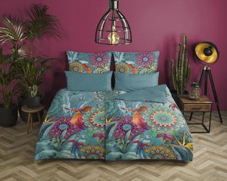 Hip Wendebettwäsche »Lovise« 2 Stk. tlg. Mako-Satin, 135x200, Reissverschluss, Wendeoptik, Mandala Blumen Petrol