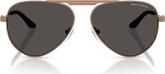 A|X Armani Exchange 58mm Aviator Sunglasses in Matte Bronze /Dark Grey at Nordstrom