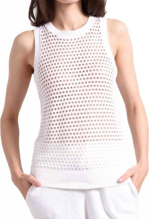 Minnie Rose Plaited Mesh Crew Tak In White/white