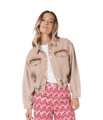Esqualo Joye Embellishment Jacket In Dark Sand